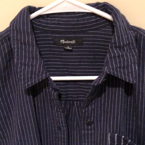 Madewell ex-boyfriend shirt in navy stripe - Picture 3 of 3